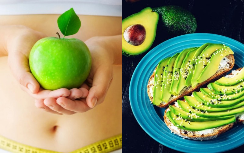 Apple and Avocado fruits to eat for weight loss